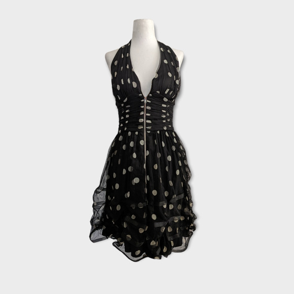 Betsey Johnson Black and White Polka Dot Mini Dress - Picture 1 of 10